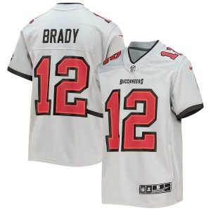 Superb Tampa Bay Buccaneers #12 Tom Brady Youth Gray Inverted Team Game Jersey