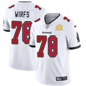 Top notch Tampa Bay Buccaneers #78 Tristan Wirfs Youth Super Bowl LV Champions Patch White Vapor Limited Jersey