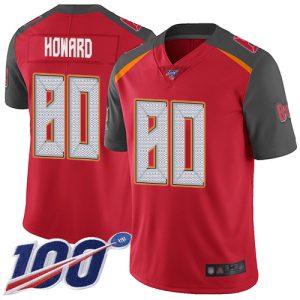 Top notch Buccaneers #80 Rob Gronkowski J. Howard Red Team Color Men's Stitched NFL 100th Season Vapor Limited Jersey