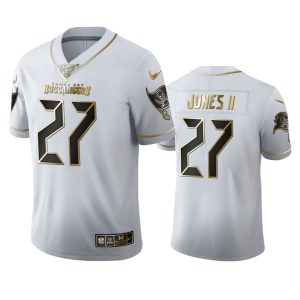 Top notch Tampa Bay Buccaneers #27 Ronald Jones II Men's White Golden Edition Vapor Limited NFL 100 Jersey