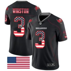Top notch Buccaneers #3 Ronde Barber Winston Black Men's Stitched NFL Limited Rush USA Flag Jersey