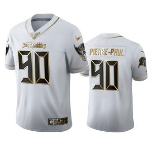 Superb Tampa Bay Buccaneers #90 Jason Pierre-Paul Men's White Golden Edition Vapor Limited NFL 100 Jersey