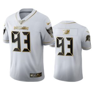 Top notch Tampa Bay Buccaneers #93 Ndamukong Suh Men's White Golden Edition Vapor Limited NFL 100 Jersey