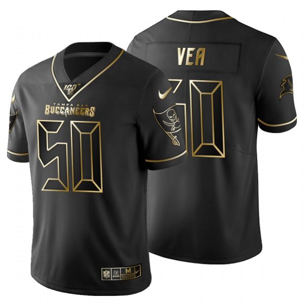 High quality Tampa Bay Buccaneers #50 Vita Vea Men's Black Golden Limited NFL 100 Jersey