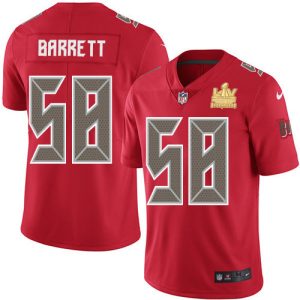 Delightful Buccaneers #58 Rob Gronkowski Barrett Red Men's Super Bowl LV Champions Patch Stitched NFL Limited Rush Jersey