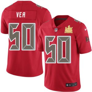 Delightful Buccaneers #50 Ronde Barber Vea Red Men's Super Bowl LV Champions Patch Stitched NFL Limited Rush Jersey