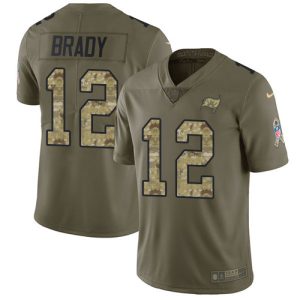 Amazing Buccaneers #12 Rob Gronkowski Brady Olive/Camo Men's Stitched NFL Limited 2017 Salute To Service Jersey