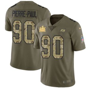 Superb Buccaneers #90 Rob Gronkowski Pierre-Paul Olive/Camo Men's Super Bowl LV Champions Patch Stitched NFL Limited 2017 Salute To Service Jersey