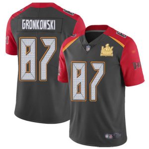 High quality Buccaneers #87 Tom Brady Gronkowski Gray Men's Super Bowl LV Champions Patch Stitched NFL Limited Inverted Legend Jersey