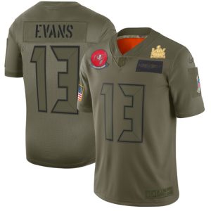 Outstanding Buccaneers #13 Tom Brady Evans Camo Men's Super Bowl LV Champions Patch Stitched NFL Limited 2019 Salute To Service Jersey