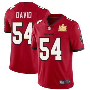 Top notch Tampa Bay Buccaneers #54 Lavonte David Men's Super Bowl LV Champions Patch Red Vapor Limited Jersey