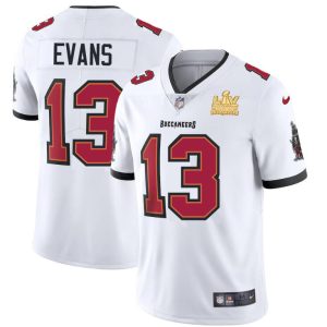 Amazing Tampa Bay Buccaneers #13 Mike Evans Men's Super Bowl LV Champions Patch White Vapor Limited Jersey