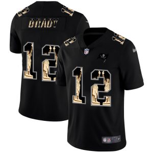 Superb Tampa Bay Buccaneers #12 Tom Brady Carbon Black Vapor Statue Of Liberty Limited NFL Jersey
