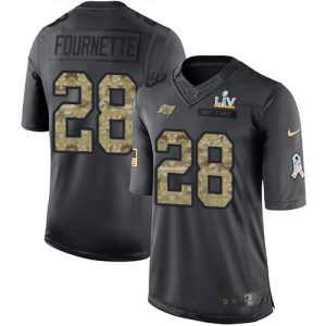 Amazing Tampa Bay Buccaneers #28 Leonard Fournette Black Men's Super Bowl LV Bound Stitched NFL Limited 2016 Salute to Service Jersey