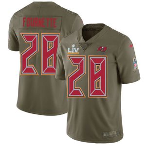 High quality Tampa Bay Buccaneers #28 Leonard Fournette Olive Men's Super Bowl LV Bound Stitched NFL Limited 2017 Salute To Service Jersey