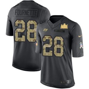 Superb Tampa Bay Buccaneers #28 Leonard Fournette Black Men's Super Bowl LV Champions Patch NFL Limited 2016 Salute to Service Jersey