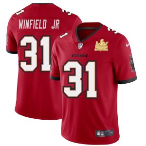 Superb Tampa Bay Buccaneers #31 Antoine Winfield Jr. Men's Super Bowl LV Champions Patch Red Vapor Limited Jersey