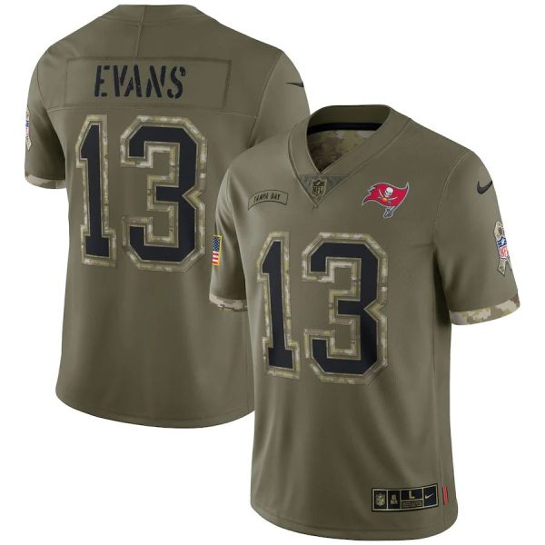 Stunning Tampa Bay Buccaneers #13 Mike Evans Men's 2022 Salute To Service Limited Jersey - Olive