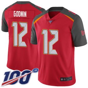 Top notch Buccaneers #12 Tom Brady Godwin Red Team Color Men's Stitched NFL 100th Season Vapor Limited Jersey