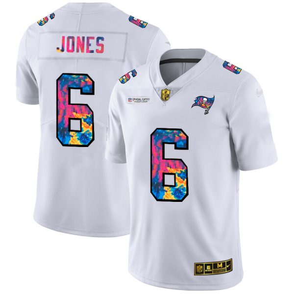 Top notch Tampa Bay Buccaneers #6 Julio Jones Men's White Multi-Color 2020 NFL Crucial Catch Limited NFL Jersey