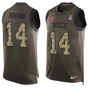 Top notch Buccaneers #14 Tom Brady Godwin Green Men's Stitched NFL Limited Salute To Service Tank Top Jersey