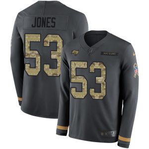 Exceptional Buccaneers #53 Rob Gronkowski Jones Anthracite Salute to Service Men's Stitched NFL Limited Therma Long Sleeve Jersey