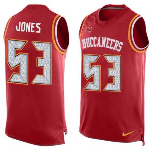Fantastic Buccaneers #53 Ronde Barber Jones Red Team Color Men's Stitched NFL Limited Tank Top Jersey