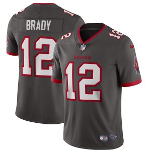 Superb Tampa Bay Buccaneers #12 Tom Brady Men's Pewter Alternate Vapor Limited Jersey