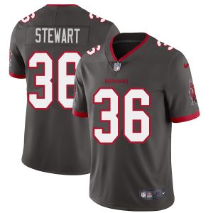 Top notch Tampa Bay Buccaneers #36 M.J. Stewart Men's Pewter Alternate Vapor Limited Jersey