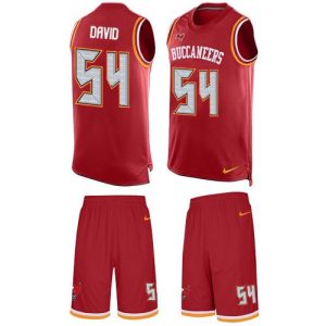 Top notch Buccaneers #54 Tom Brady David Red Team Color Men's Stitched NFL Limited Tank Top Suit Jersey