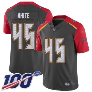 Top notch Buccaneers #45 Tom Brady White Gray Men's Stitched NFL Limited Inverted Legend 100th Season Jersey