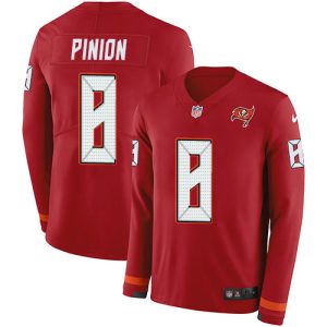 Exceptional Buccaneers #8 Tom Brady Pinion Red Team Color Men's Stitched NFL Limited Therma Long Sleeve Jersey