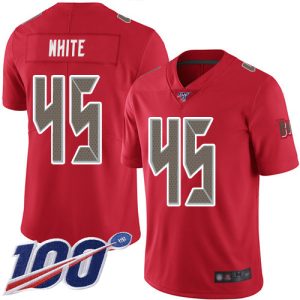 Superb Buccaneers #45 Rob Gronkowski White Red Men's Stitched NFL Limited Rush 100th Season Jersey
