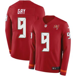 Exceptional Buccaneers #9 Rob Gronkowski Gay Red Team Color Men's Stitched NFL Limited Therma Long Sleeve Jersey