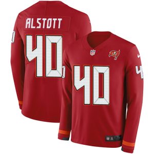 Delightful Buccaneers #40 Tom Brady Alstott Red Team Color Men's Stitched NFL Limited Therma Long Sleeve Jersey