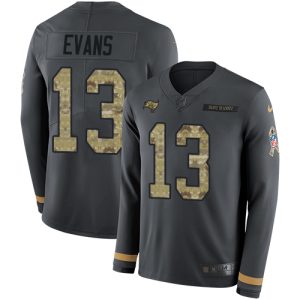 Top notch Buccaneers #13 Rob Gronkowski Evans Anthracite Salute to Service Men's Stitched NFL Limited Therma Long Sleeve Jersey
