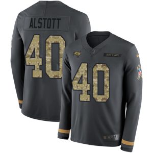 Fantastic Buccaneers #40 Ronde Barber Alstott Anthracite Salute to Service Men's Stitched NFL Limited Therma Long Sleeve Jersey