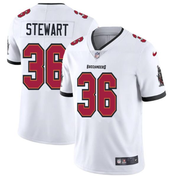 Outstanding Tampa Bay Buccaneers #36 M.J. Stewart Men's White Vapor Limited Jersey