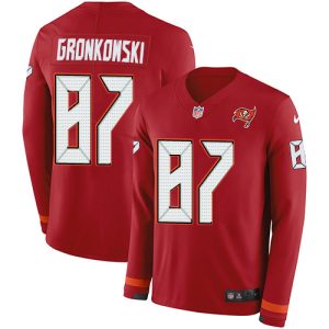 Delightful Buccaneers #87 Ronde Barber Gronkowski Red Team Color Men's Stitched NFL Limited Therma Long Sleeve Jersey