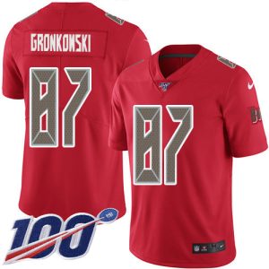 Top notch Buccaneers #87 Tom Brady Gronkowski Red Men's Stitched NFL Limited Rush 100th Season Jersey