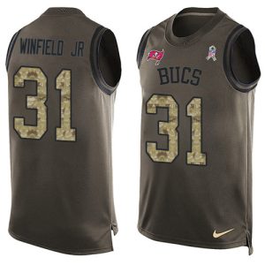 Amazing Buccaneers #31 Tom Brady Winfield Jr. Green Men's Stitched NFL Limited Salute To Service Tank Top Jersey
