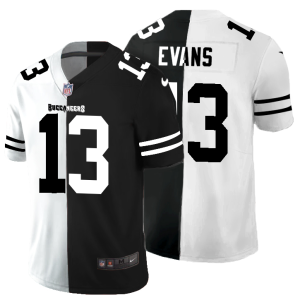 Superb Tampa Bay Buccaneers #13 Mike Evans Men's Black V White Peace Split Vapor Untouchable Limited NFL Jersey