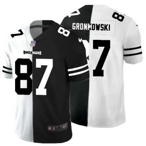 Top notch Tampa Bay Buccaneers #87 Rob Gronkowski Men's Black V White Peace Split Vapor Untouchable Limited NFL Jersey