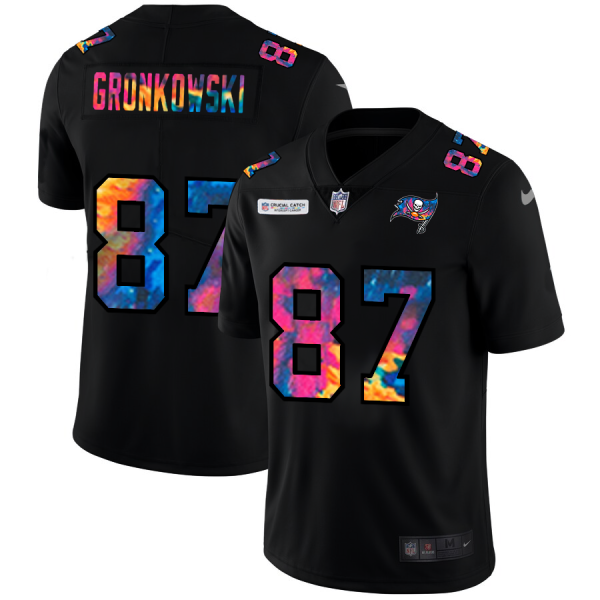 Stunning Tampa Bay Buccaneers #87 Rob Gronkowski Men's Multi-Color Black 2020 NFL Crucial Catch Vapor Untouchable Limited Jersey