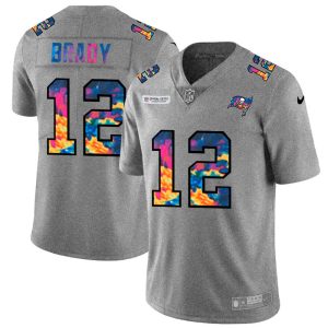 Amazing Tampa Bay Buccaneers #12 Tom Brady Men's Multi-Color 2020 NFL Crucial Catch NFL Jersey Greyheather