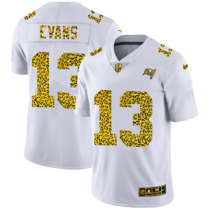 Amazing Tampa Bay Buccaneers #13 Mike Evans Men's Flocked Leopard Print Vapor Limited NFL Jersey White