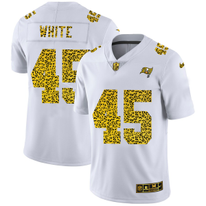 Superb Tampa Bay Buccaneers #45 Devin White Men's Flocked Leopard Print Vapor Limited NFL Jersey White