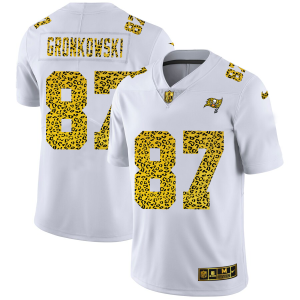Amazing Tampa Bay Buccaneers #87 Rob Gronkowski Men's Flocked Leopard Print Vapor Limited NFL Jersey White
