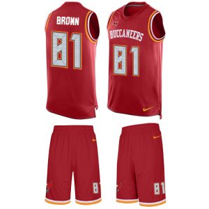 Top notch Buccaneers #81 Ronde Barber Brown Red Team Color Men's Stitched NFL Limited Tank Top Suit Jersey