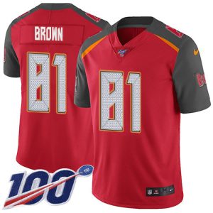 Premium Buccaneers #81 Tom Brady Brown Red Team Color Men's Stitched NFL 100th Season Vapor Untouchable Limited Jersey